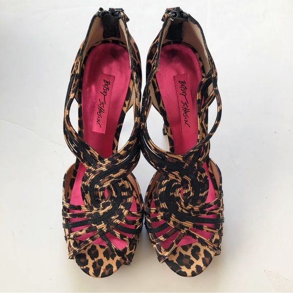 Betsey Johnson Strappy Peep Toe Leopard Heels - Picture 5 of 12